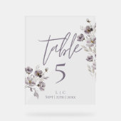 ミニマリスト濃紫色の水色テーブル番号 アクリルサイン (正面)