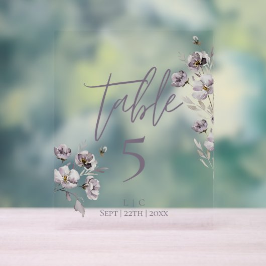 ミニマリスト濃紫色の水色テーブル番号 アクリルサイン (ニュートラル)