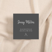 ミニマリスト灰色のシルバーシザーヘアスタイリスト スクエア名刺