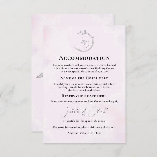 ミニマリスト灰色の水の色のラブバード結婚のURL エンクロージャーカード (正面/裏面)