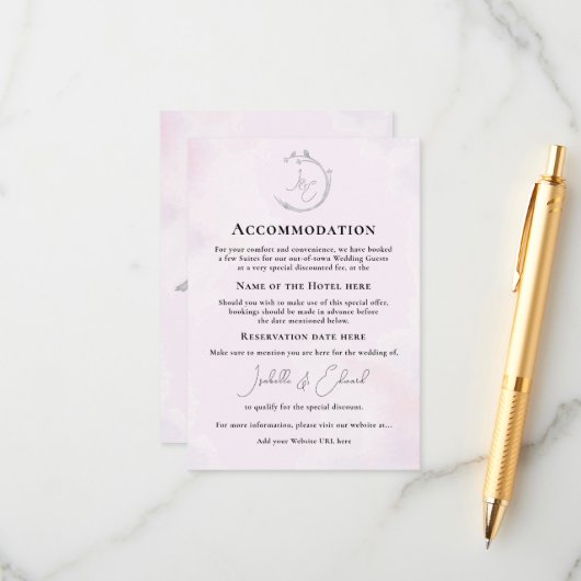 ミニマリスト灰色の水の色のラブバード結婚のURL エンクロージャーカード (正面/裏面インサイチュ)