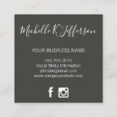 ミニマリスト灰色の草分け文字ソーシャルメディアのアイコン スクエア名刺 (正面)
