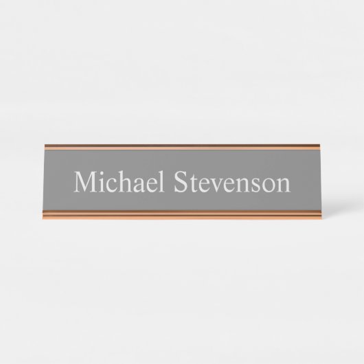 ミニマリスト灰色モダン平野 デスクネームプレート (正面)