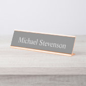 ミニマリスト灰色モダン平野 デスクネームプレート (正面)