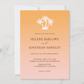 ミニマリスト熱帯パームツリーデスティネーションウェディング 招待状 (正面)