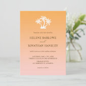 ミニマリスト熱帯パームツリーデスティネーションウェディング 招待状 (スタンド正面)