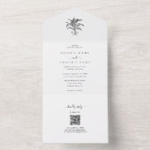 ミニマリスト熱帯パームツリーモノグラム結婚ズ オールインワン招待状 (内側)