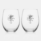 ミニマリスト熱帯パームツリーモノグラム結婚ズ ステムなしワイングラス (裏面)