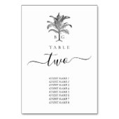 ミニマリスト熱帯パームツリーモノグラム結婚ズ テーブルナンバー (裏面)