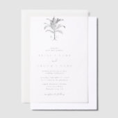 ミニマリスト熱帯パームツリーモノグラム結婚ズ ベラム紙招待状 (オフセット)