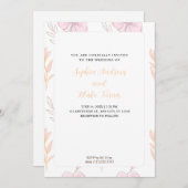 ミニマリスト熱帯ピンクとオレンジのフローラ結婚 招待状 (正面/裏面)