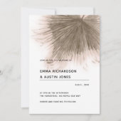 ミニマリスト熱帯ピンクヤシ結婚の葉 招待状 (正面)