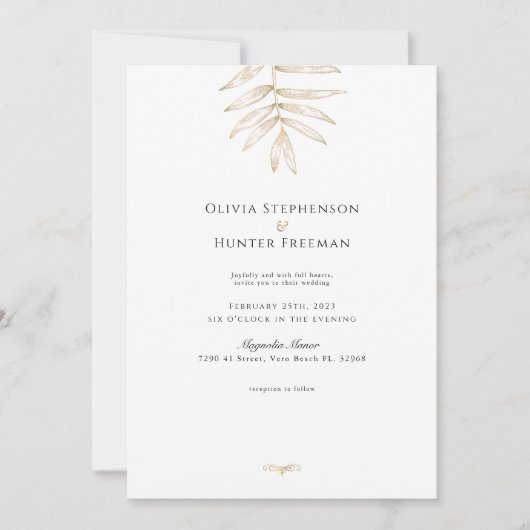 ミニマリスト熱帯QRコードフォトウェディング招待 招待状 (正面)