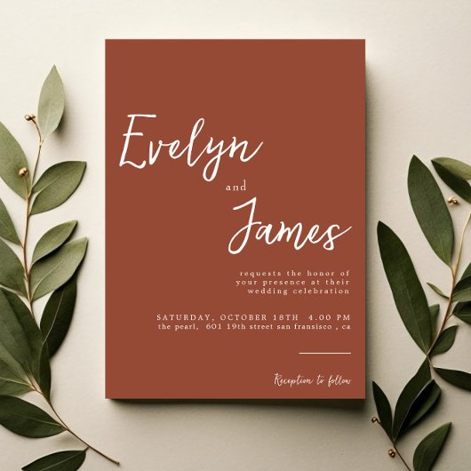 ミニマリスト燃えたオモダンレユニークンジ結婚ズ 招待状