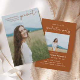 ミニマリスト燃えたオレンジ高校の卒業証書 招待状