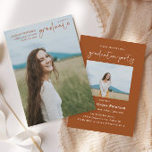 ミニマリスト燃えたオレンジ高校の卒業証書 招待状