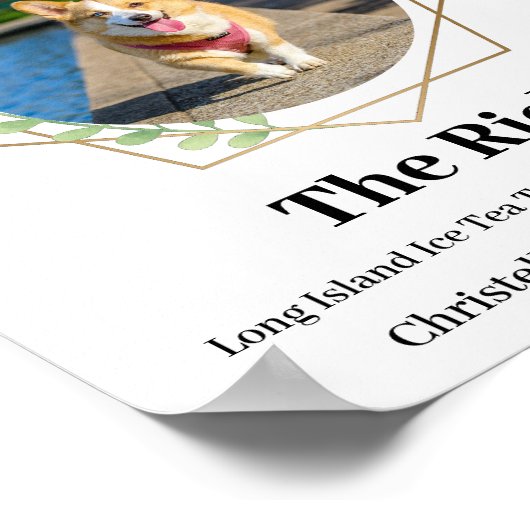 ミニマリスト犬のシグネチャー結婚ドリンクのバーPos ポスター (角)