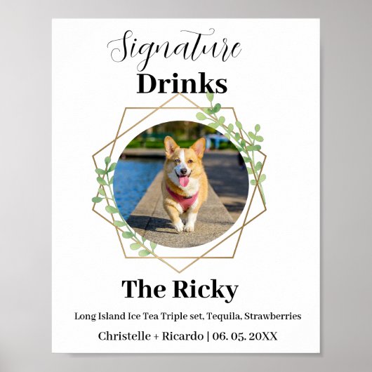 ミニマリスト犬のシグネチャー結婚ドリンクのバーPos ポスター (正面)