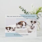 ミニマリスト犬の猫の写真コラージュのクリスマスモダン シーズンカード (スタンド正面)