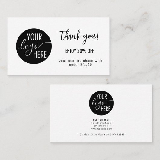 ミニマリスト独自のロゴありがとうご割引カード 割引カード (正面/裏面)