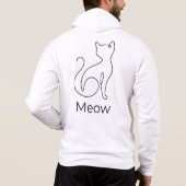 ミニマリスト猫の線画 • Meow パーカー パーカ (裏面)