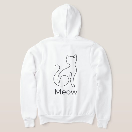 ミニマリスト猫の線画 • Meow パーカー パーカ (レイダウン裏面)