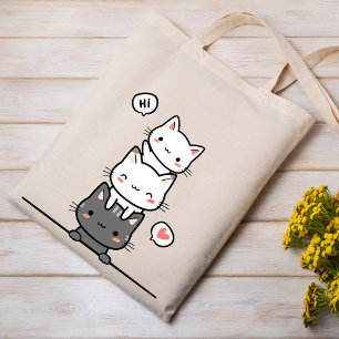 ミニマリスト猫イラストレーショントテバッグ トートバッグ
