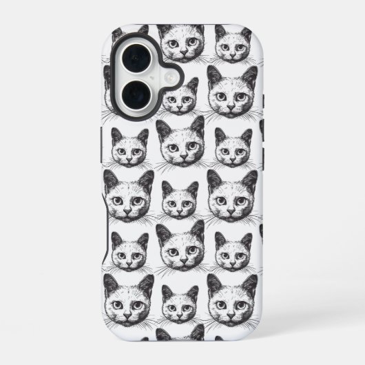 ミニマリスト猫顔 iPhone 16ケース (裏面)