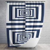 ミニマリスト現代ネイビーブルー幾何学模様 シャワーカーテン