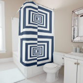 ミニマリスト現代ネイビーブルー幾何学模様 シャワーカーテン (インサイチュ)