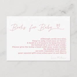 ミニマリスト甘い女の子の赤ちゃんシャワーのブックリクエスト エンクロージャーカード