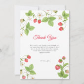ミニマリスト甘い緑のイチゴの赤ちゃんシャワー サンキューカード (正面)