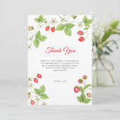 ミニマリスト甘い緑のイチゴの赤ちゃんシャワー サンキューカード (スタンド正面)