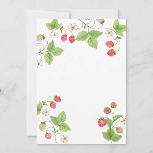 ミニマリスト甘い緑のイチゴの赤ちゃんシャワー サンキューカード (裏面)