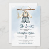 ミニマリスト男の子フォーマル服の服ベビーシャワー 招待状 (正面/裏面)