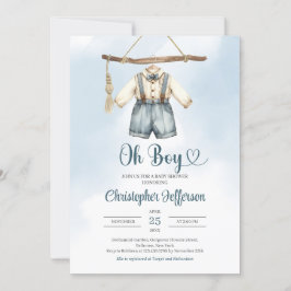 ミニマリスト男の子フォーマル服の服ベビーシャワー 招待状