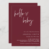 ミニマリスト男女兼用ボーホー ハロー ベイビー シャワー I 招待状 (正面/裏面)