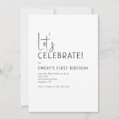 ミニマリスト男女問わず お誕生日おめでとう 招待状 (正面)