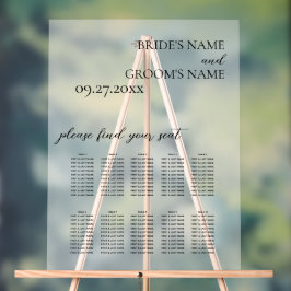 ミニマリスト白い曇り結婚付き座席表 アクリルサイン