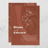 ミニマリスト白とテラコッタボホ結婚ズ 招待状 (正面/裏面)