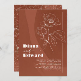 ミニマリスト白とテラコッタボホ結婚ズ 招待状