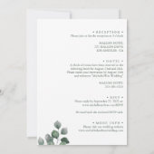 ミニマリスト白と緑のバラバック結婚ズ 招待状 (裏面)