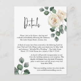 ミニマリスト白と緑のバラ結婚の詳細 エンクロージャーカード