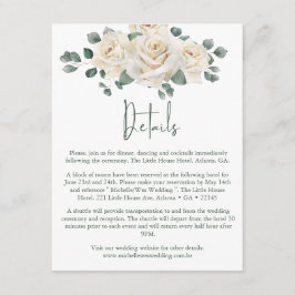 ミニマリスト白と緑のバラ結婚の詳細 エンクロージャーカード