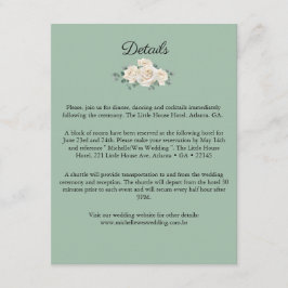 ミニマリスト白と緑のバラ結婚の詳細 エンクロージャーカード