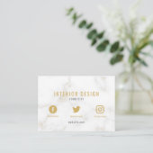 ミニマリスト白と金ゴールド大理石ソーシャルメディアBusi 名刺 (スタンド正面)