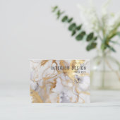 ミニマリスト白と金ゴールド大理石 名刺 (スタンド正面)