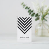 ミニマリスト白と黒のシェブロンのソーシャルメディア 名刺 (スタンド正面)