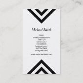 ミニマリスト白と黒のシェブロンのソーシャルメディア 名刺 (裏面)