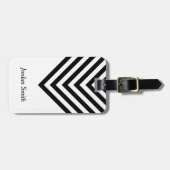 ミニマリスト白と黒のシェブロンの荷札 ラゲッジタグ (正面横)